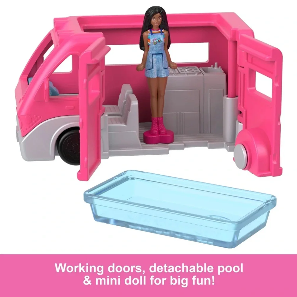 Barbie Mini BarbieLand Doll & Toy Vehicle Set 1.5-inch Barbie Doll & DreamCamper